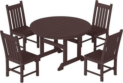 Costaelm Armless Outdoor Chair, Patio Adirondack Chair, HDPE Poly Lumber Waterproof Restaurant Bistro Kitchen Dining Chair for Outside Porch Backyard Garden, Dark Brown