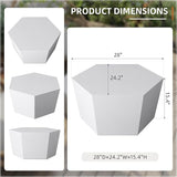 UPHA 28" Hexagon Outdoor Coffee Table, Modern Hollow Concrete Patio Table - Photo 2