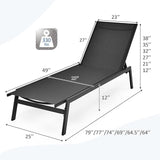 COSTWAY Patio Lounge Chair Outdoor, 6-Position Backrest Adjustable Pool Lounger, Metal Frame & Breathable Fabric - Photo 2