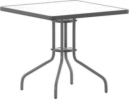 Flash Furniture Barker 31.5'' Square Tempered Glass Metal Table, Silver