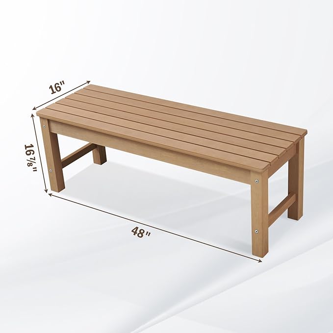 Psilvam Outdoor Bench, Two Person Poly Lumber Porch Bench, Weatherproof Garden Bench That Never Rot and Fade - Photo 3