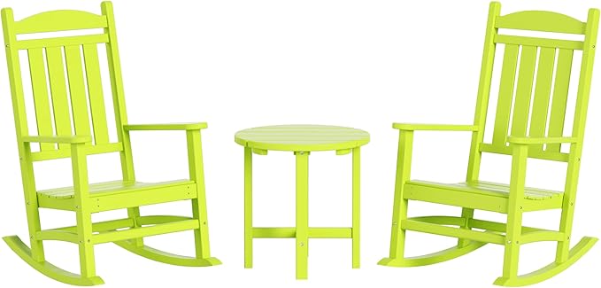WestinTrends Malibu 3-Piece Set Outdoor/Patio Rocking Chairs with a Side Table (2 Seater), Lime