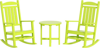 WestinTrends Malibu 3-Piece Set Outdoor/Patio Rocking Chairs with a Side Table (2 Seater), Lime