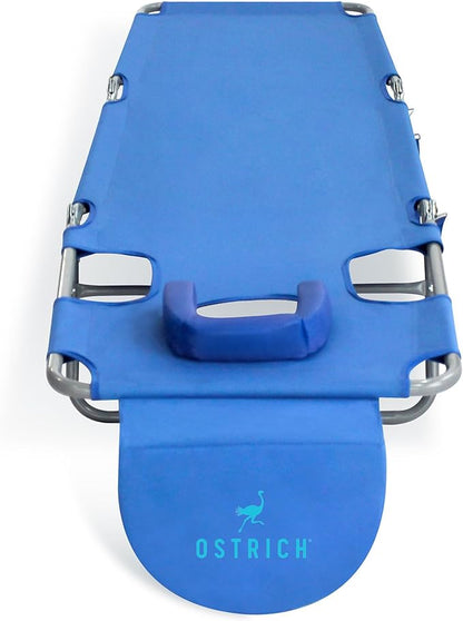 Ostrich the Original Chaise 72 x 22 Inch Lounge Portable Reclining Lounger, Outdoor Patio, Beach, Lawn, Camping, or Pool Tanning Chair, Ocean Blue