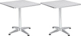 BTEXPERT Set of 2, Indoor Outdoor 27.5" Square Restaurant Table for Patio Stainless Steel Silver Aluminum Furniture - Photo 1