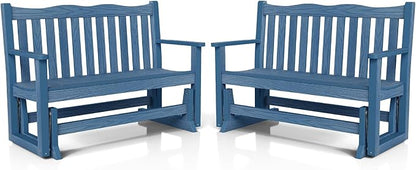 Stoog Outdoor Gliders Set of 2, All-Weather HIPS Glider Bench for Porch, Never Fade or Rot, Blue