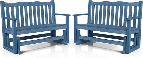 Stoog Outdoor Gliders Set of 2, All-Weather HIPS Glider Bench for Porch, Never Fade or Rot, Blue - Photo 1