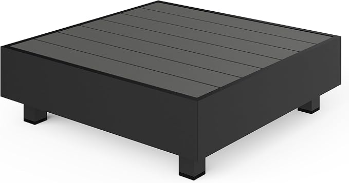 Aluminum Outdoor Coffee Table, All-Weather Square Metal Patio Coffee Table Furniture for Balcony, Garden, Indoor or Outdoor Use, Dark Grey