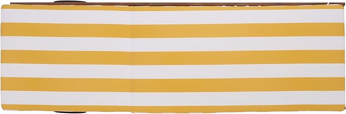 SAFAVIEH Outdoor Patio Furniture Collection - Newport Natural Solid Wood Chaise Lounge Chair with Yellow Stripe Cushion, Adjustable Backrest (PAT7316Y)