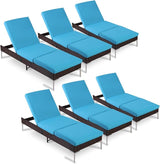 HOMREST Outdoor Lounge Chairs Set of 6, Patio Wicker Chaise Lounge with Removable Cushion - Photo 1