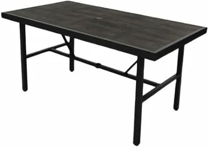 Four Seasons Courtyard Nantucket 40 x 72 Inch Rectangular Outdoor Patio Dining Table All Weather Woven Tabletop for Backyard Lawns and Decks, Brown