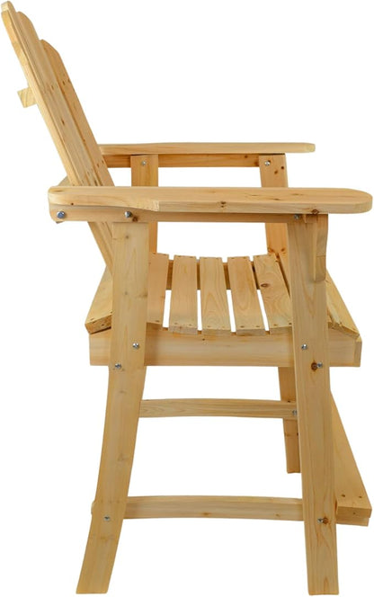 Ready-to-Finish Balcony Tall/Counter High Adirondack Chair with Footrest for Outdoor Outside Garden - Unfinished Natural Wood Bar Chair
