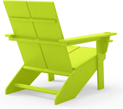 WestinTrends Riviera Outdoor HDPE Modern Adirondack Chair with Cup Holder, Lime