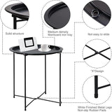 Garden 4 you End Table 2 PCS Metal Side Table Black Round Folding Tray Cyan Sofa Small Accent Fold-able Table - Photo 7