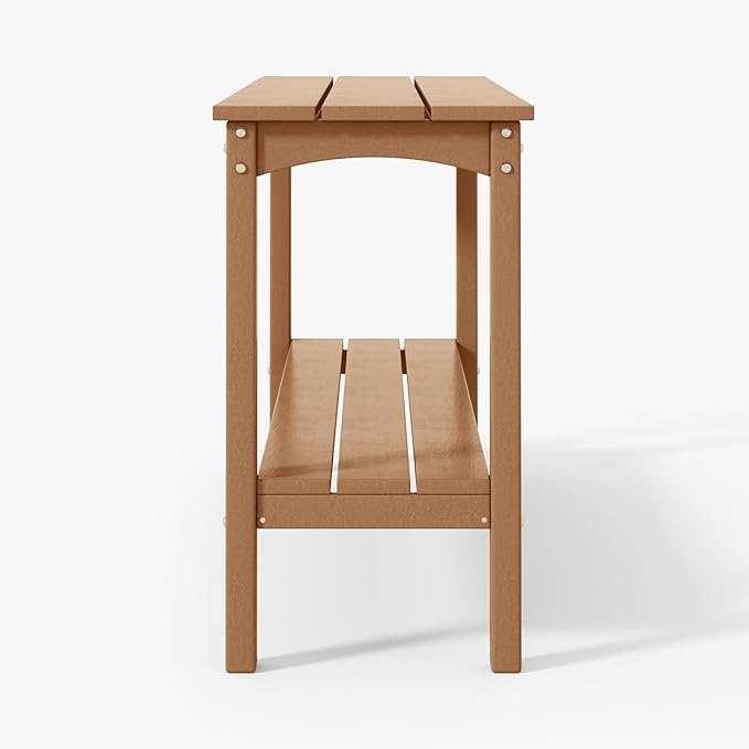 WestinTrends Malibu 55" Outdoor Patio HDPE Adirondack 2-Tier Shelf Console Table, Teak