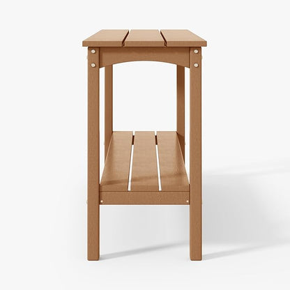 WestinTrends Malibu 55" Outdoor Patio HDPE Adirondack 2-Tier Shelf Console Table, Teak