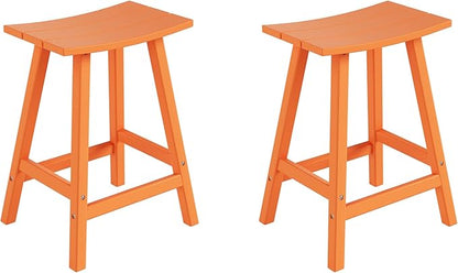 WestinTrends Malibu 2 Piece Set of 29 Height Outdoor/Patio Saddle bar stools, Orange