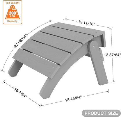 YEFU Adirondack Ottoman Set of 2, Patio Foot Rest, Adirondack Foot Rest, Folding Adirondack Footstool, Weather Resistant for Adirondack Chair, Widely Used for Outdoor, Porch, Backyard, Fire Pits-Gray