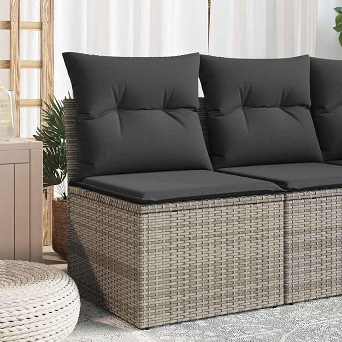 vidaXL Garden Chair Grey Poly Rattan Single Modular Garden Chair