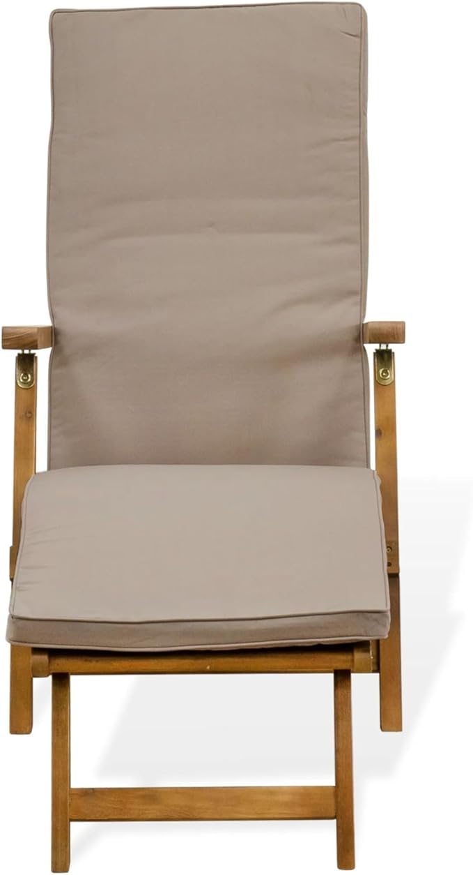 East West Furniture BSLCDNA Salinas Patio Chair Lounge - Outdoor Acacia Wood Sunlounger Chair for Poolside, Deck, Lawn - Photo 4