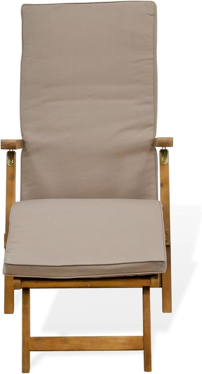 East West Furniture BSLCDNA Salinas Patio Chair Lounge - Outdoor Acacia Wood Sunlounger Chair for Poolside, Deck, Lawn, 59x21x35 Inch, Natural Oil