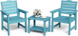 Patio Chairs Set, 3 Pieces Weatherproof HIPS Outdoor Furniture - Photo 1