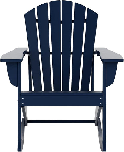 WO WESTIN OUTDOOR HDPE Altura Outdoor Rocking Poly Adirondack Chair, Navy Blue