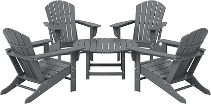 WestinTrends Dylan 5-Piece Outdoor Patio HDPE Adirondack Chair with Round Coffee Table Conversation Set, Gray