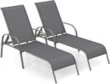 Tangkula Outdoor Lounge Chairs Set of 2, Patio Chaise Lounge with Adjustable Backrest - Photo 1