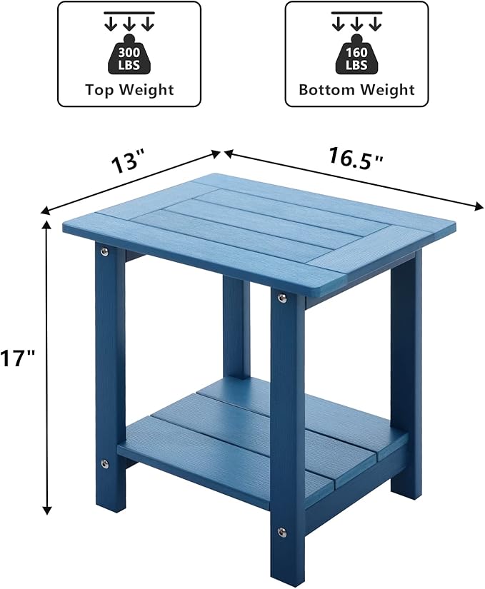 Double Adirondack Outdoor Side Table Weather Resistant, Outdoor Rectangular Patio End Table for Adirondack Chair - Photo 3