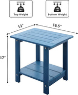 Double Adirondack Outdoor Side Table Weather Resistant, Outdoor Rectangular Patio End Table for Adirondack Chair - Photo 3