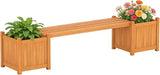 2-in-1 Outdoor Planter Box with Bench, Outdoor Bench with 2 Raised Garden Beds, Open-Ended Base Planter Box - Photo 1