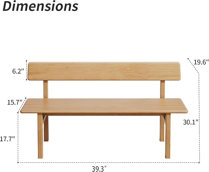 Outdoor indoor Bench, 39.3 Patio Garden and balcony Wooden Bench - Photo 2