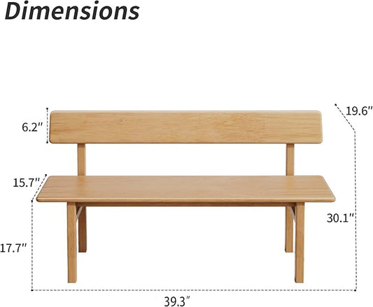 Outdoor indoor Bench,39.3 Patio Garden and balcony Wooden Bench, Weatherproof Sturdy Wood Garden Bench with Seat for Porch, Park, Backyard, 800 Lbs Max Load, 2-Person log color Loveseat with Backrest