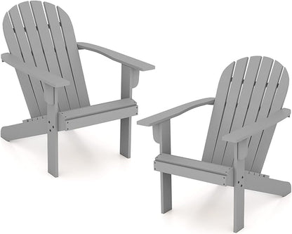 Giantex Acacia Wood Adirondack Chair Set of 2, Outdoor Fire Pit Chair with 105° Inclined Seat, High Backrest, 4" Wide Armrests, Patio Lounge Chair for Outside, Lawn, Backyard, Garden, Deck, Porch