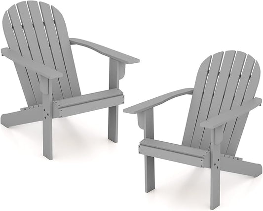 Giantex Acacia Wood Adirondack Chair Set of 2, Outdoor Fire Pit Chair with 105° Inclined Seat, High Backrest, 4" Wide Armrests, Patio Lounge Chair for Outside, Lawn, Backyard, Garden, Deck, Porch
