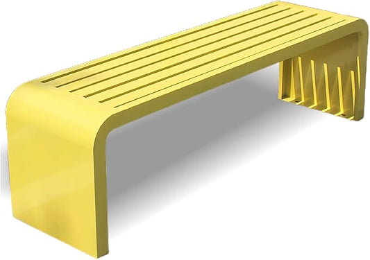 ARMERI Outdoor Backless Bench, Weatherproof Outdoor Bench, Metal Garden Patio Porch Bench 100/120/150/180cm for Lawn, Balcony, Front Door, Outdoor,Yellow,120x40x45cm
