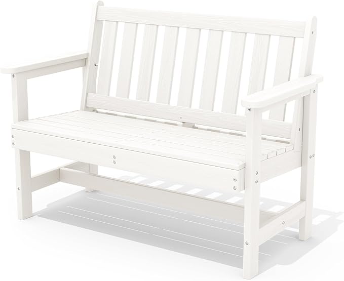 SERWALL Outdoor Bench, HDPE Outdoor Benches Weatherproof, 2-Person Garden Bench with 660 lbs Weight Capacity - Photo 1