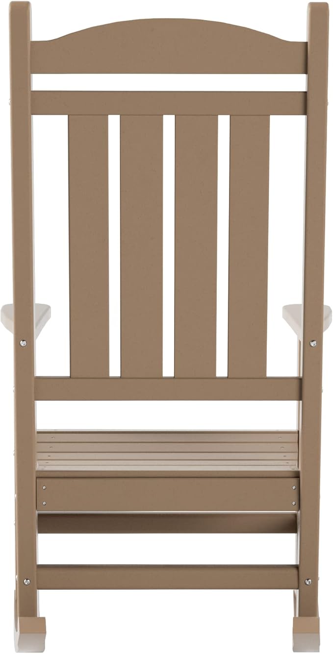 WO Home Furniture Patio Rocking Chair Farmhouse Outdoor HDPE UV Weather Resistant (Weathered Wood)