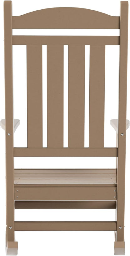 WO Home Furniture Patio Rocking Chair Farmhouse Outdoor HDPE UV Weather Resistant (Weathered Wood)