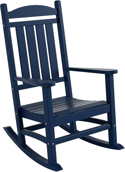 WO Home Furniture Patio Rocking Chair Farmhouse Outdoor HDPE UV Weather Resistant (Navy Blue)