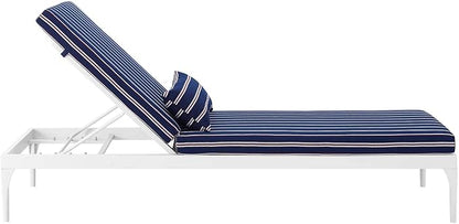 Modway EEI-3301-WHI-STN Perspective Cushion Outdoor Patio Chaise Lounge Chair, Blue