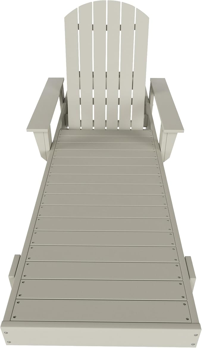 WestinTrends Dylan HDPE Outdoor Patio Poly Adirondack Reclining Chaise Lounge with Arms, Sand