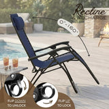 Adjustable Zero Gravity Lounge Chair with Steel Mesh Fabric: Reclining Lawn Chair Featuring Comfort Pillow - Photo 4