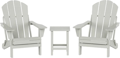 WO WESTIN OUTDOOR HDPE Laguna 3PC Outdoor Poly Adirondack Chair Set with Side Table, Sand
