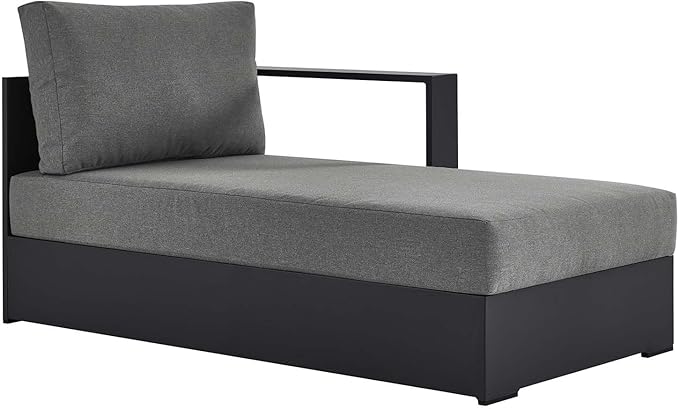 Modway Tahoe Powder-Coated Aluminum Outdoor Chaise Lounge in Gray Charcoal with Weather-Resistant Cushions - Photo 3