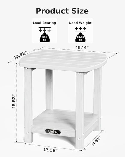 Ciokea Folding Adirondack Chair 2 Pack+ Adirondack Outdoor Side Table 1 Pack (White)