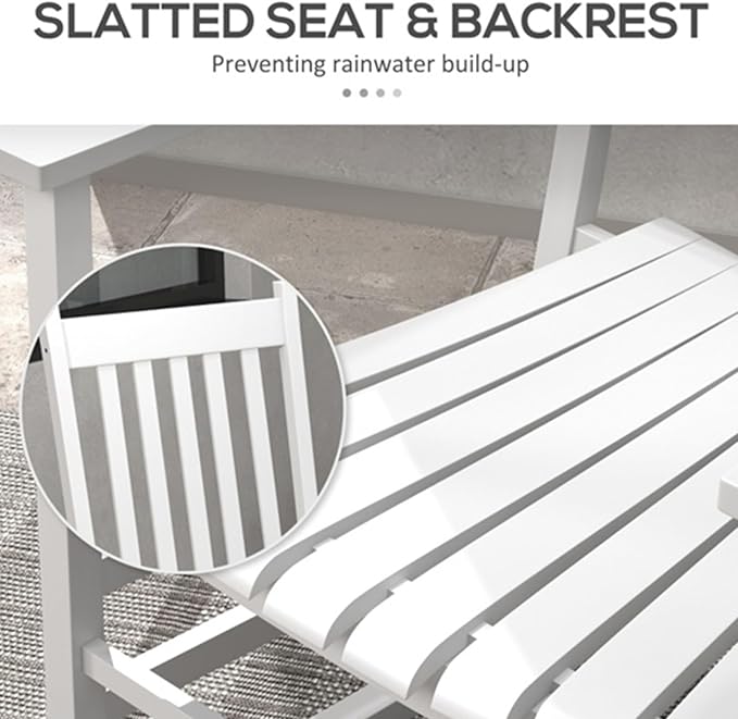 2Pcs Wooden Rocking Chairs, Wood Classic Slatted Patio Porch Rockers for Porches, Backyards, Poolside Balconies, Decks(White)