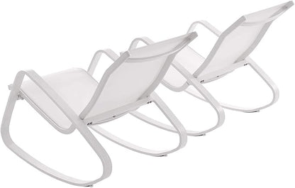 Modway EEI-3180-WHI-WHI-SET Traveler Rocking Lounge Chair Outdoor Patio Mesh Sling Set of 2, White