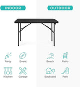 Best Choice Products 4ft Plastic Folding Table, Indoor Outdoor Heavy Duty Portable w/Handle, Lock for Picnic, Party - Photo 5
